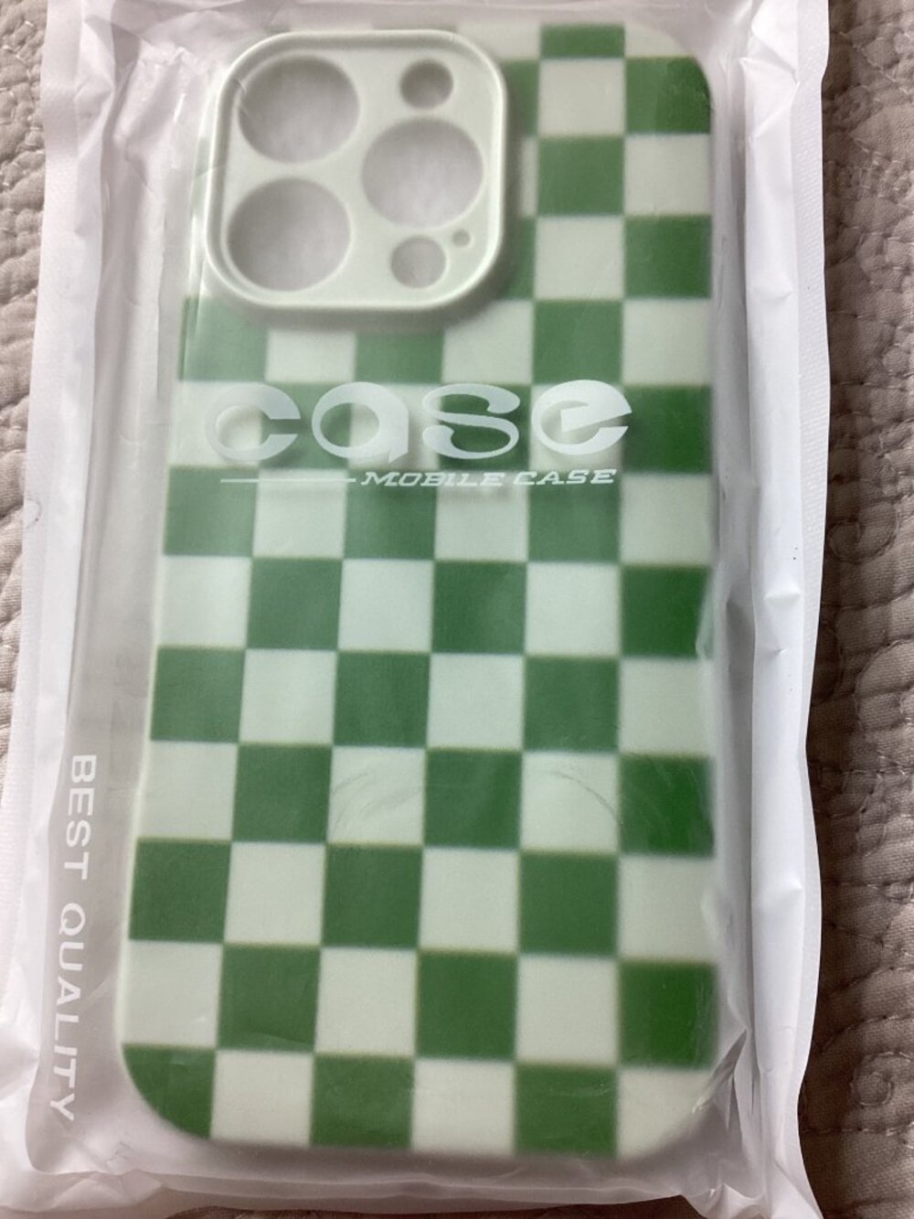 Green & White Checkered iPhone 16 Pro Mobile Case Durable Flexible Cover*New
